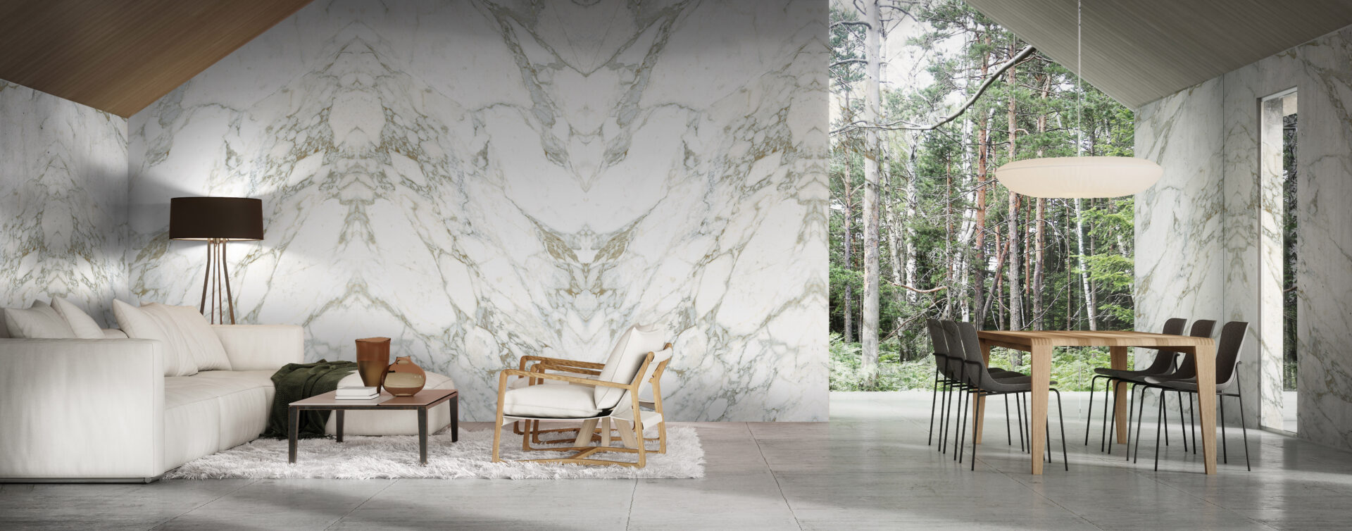 Large format porcelain surface in a contemporary interior